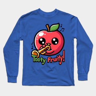 Tooty Fruity! Cute Trumpet Playing Apple Pun Long Sleeve T-Shirt